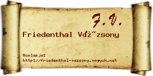 Friedenthal Vázsony névjegykártya